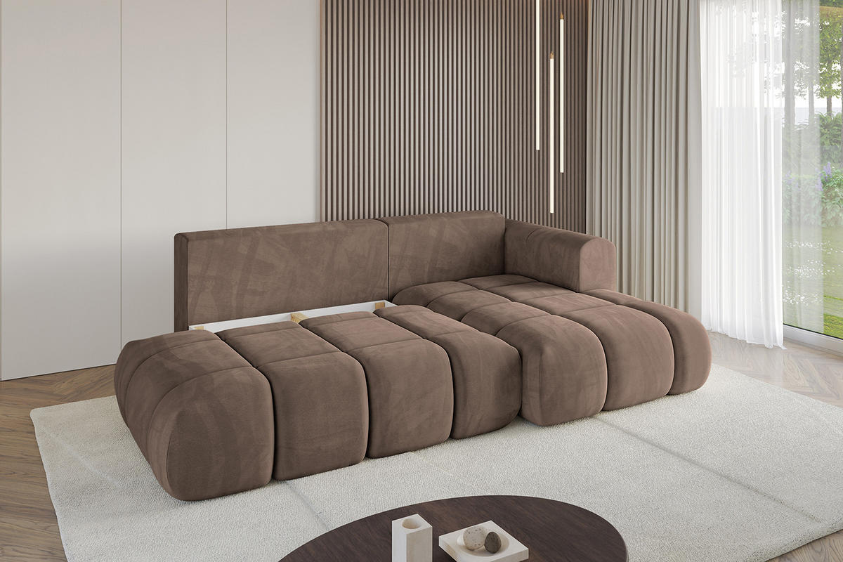 ECKSOFA Ottomane Rechts CLOUD-L 289x180x40 Braun Velours - Braun, Holzwerkstoff/Kunststoff (289/180cm) - ALTDECOR