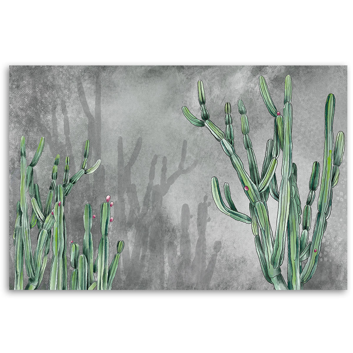 WANDBILD großer wüstenkaktus - Grau, Textil (60/40cm) - Feeby