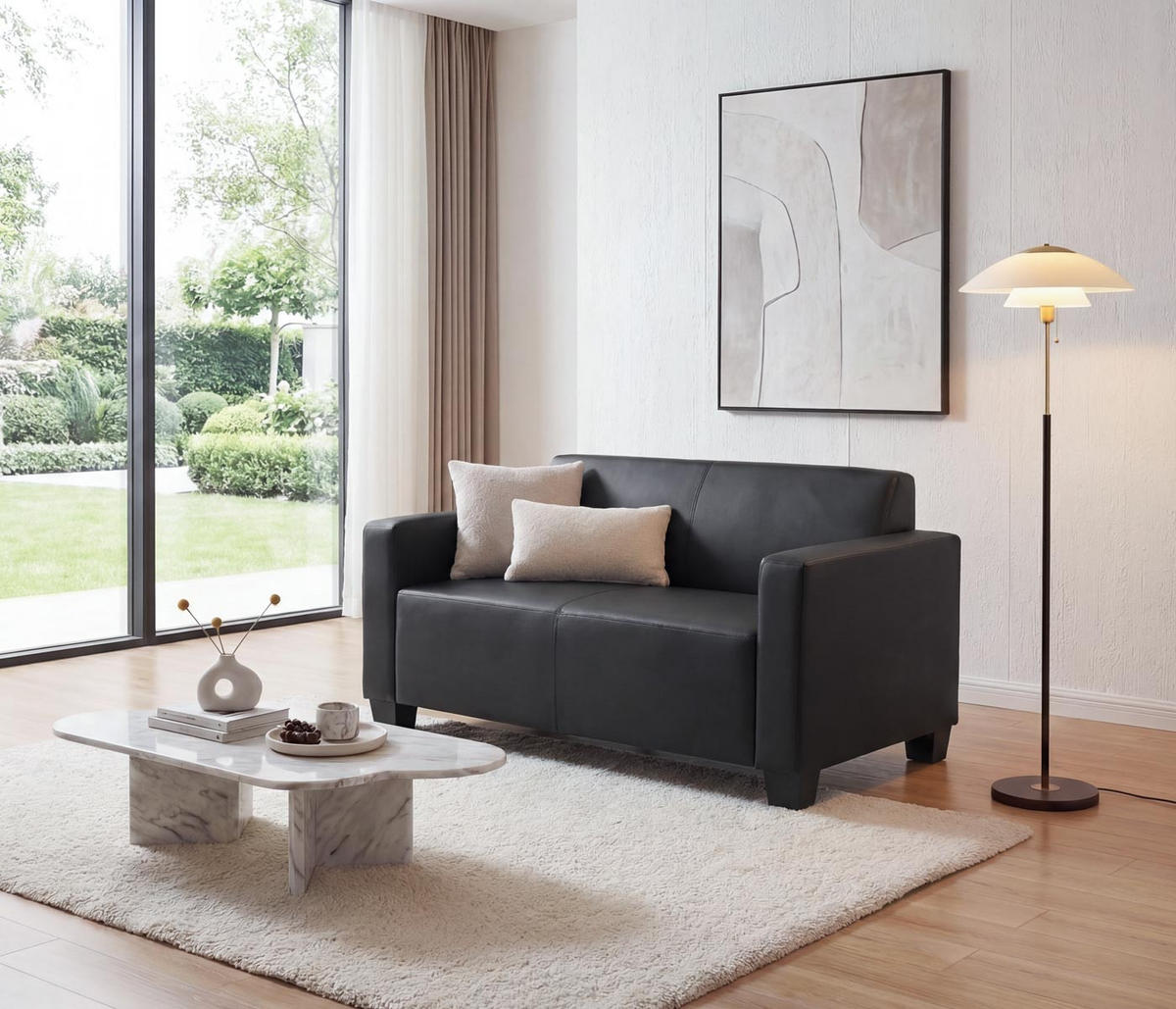 2-SITZER-SOFA Schwarz - Schwarz, Textil (136/76/52cm) - MCW