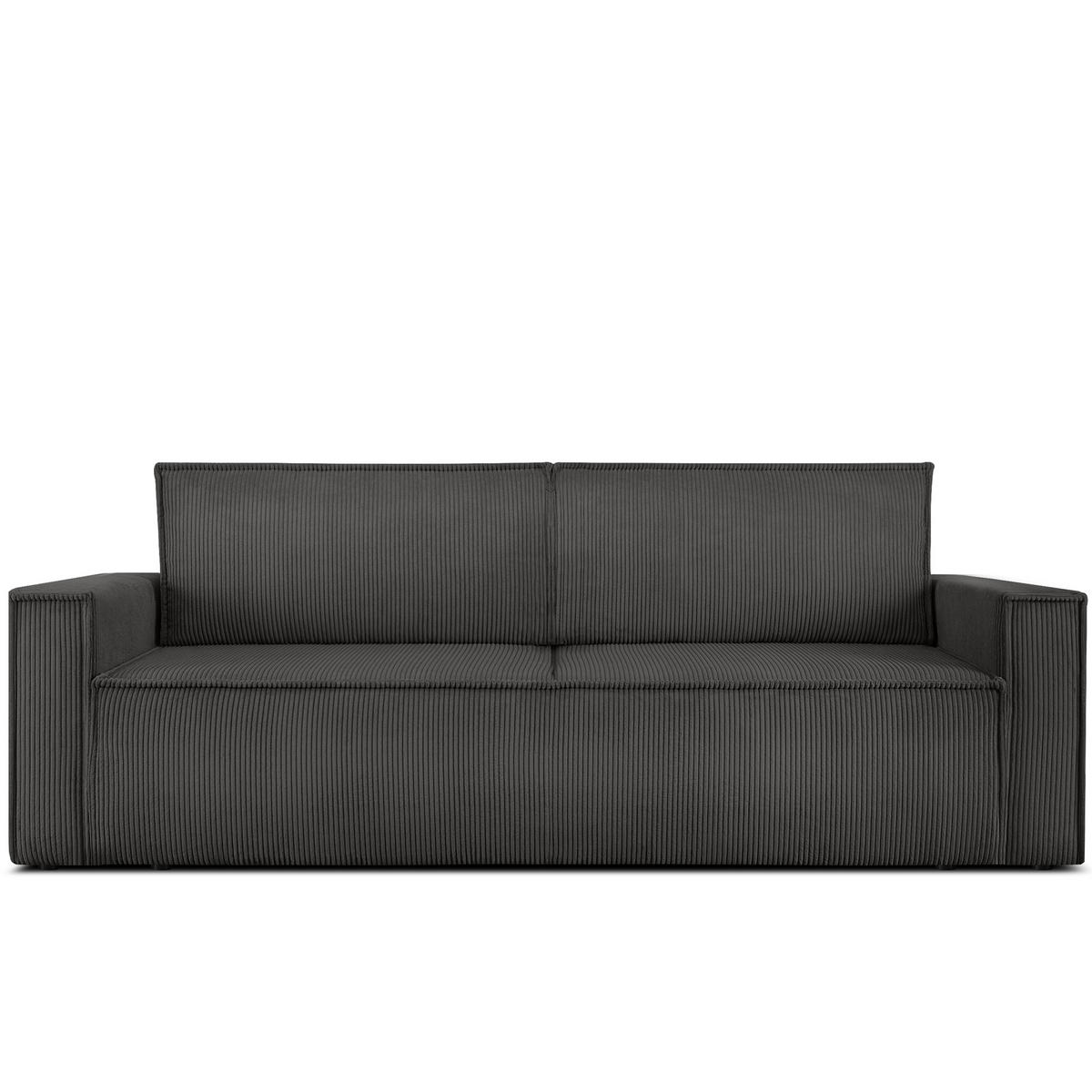 SCHLAFSOFA NAPI in Pet Friendly Cord-Stoff, grau - Schwarz/Grau, Textil (228/89/101cm) - KONSIMO®