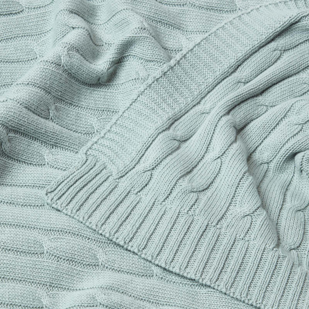 STRICKDECKE 150/200 cm, Baumwolle mit Rautenmuster - Blau, Textil (150/200cm) - Homescapes