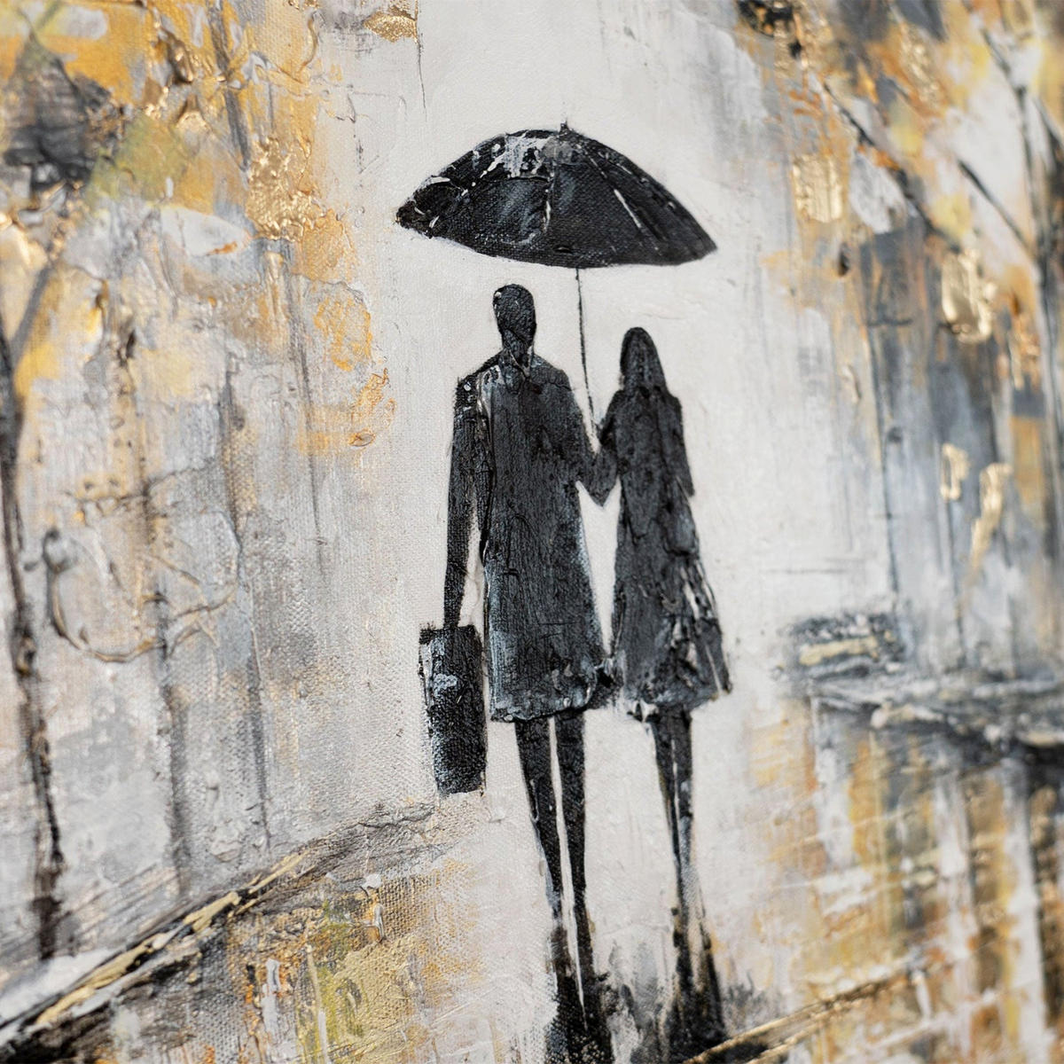 GEMÄLDE Zusammen gehen auf Keilrahmen 115x50 cm - Schwarz, Holz (115/50cm) - YS-art gallery