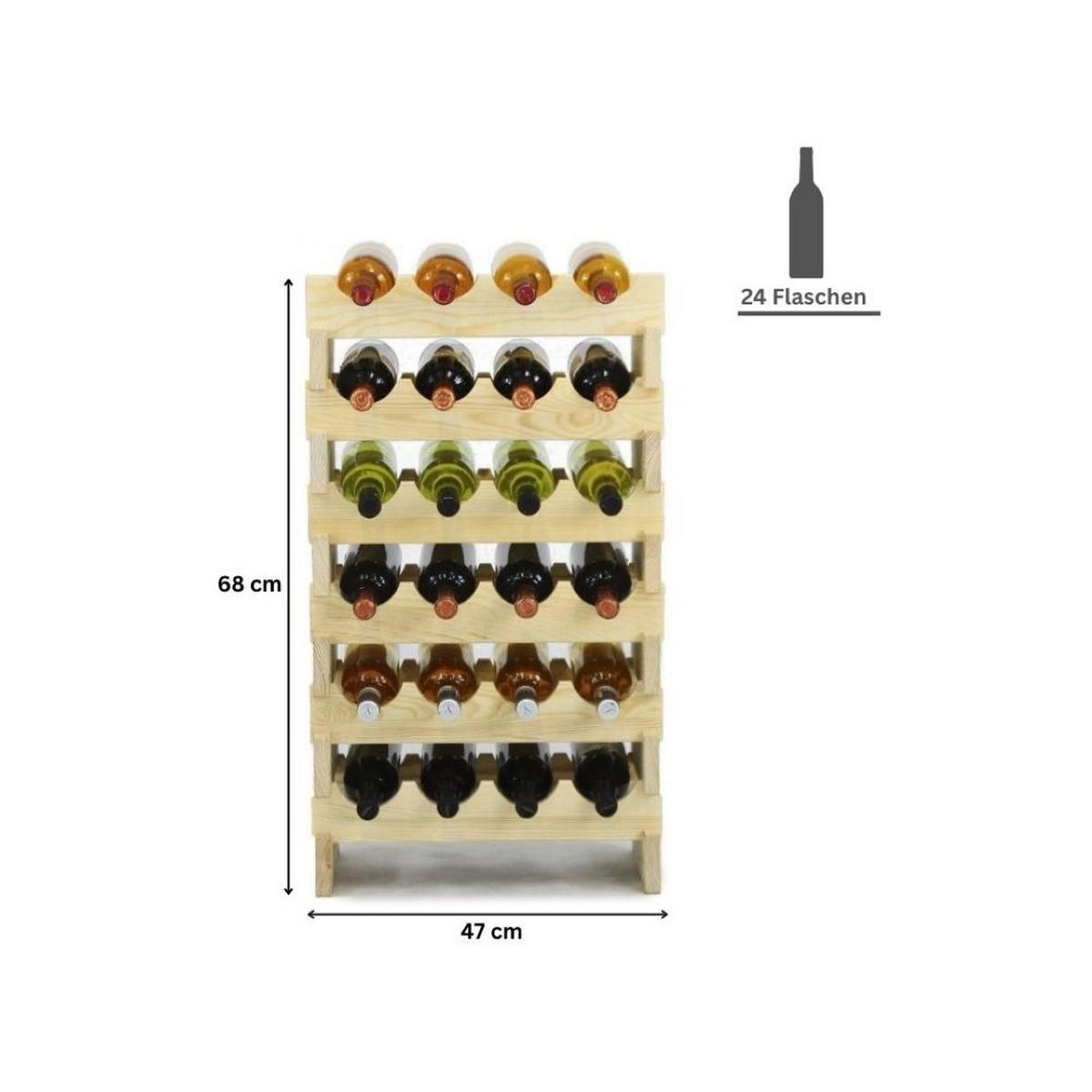 WEINREGAL Vinoteca Flex 68x47x29 cm 24 Flaschen Massives Kiefernholz Braun Geölt - Braun, Holz (47/68/29cm) - PROREGAL