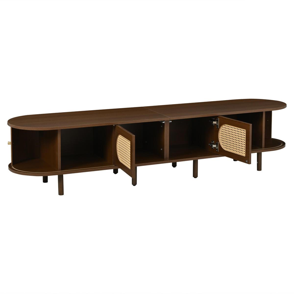 TV-SCHRANK Oval Lowboard Nussbaum Rattan 180cm Modern - Eichefarben, Holzwerkstoff (180/40/40cm) - FLIEKS