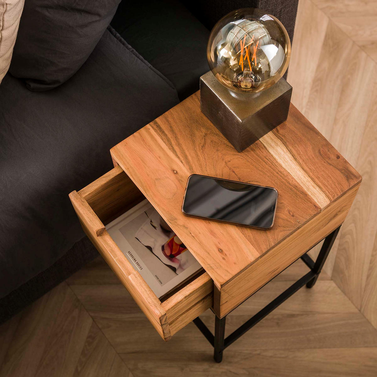 NACHTTISCH Flach Braun 30/44/60 cm - Braun, Holz (44/60/30cm) - Hoyz Collection