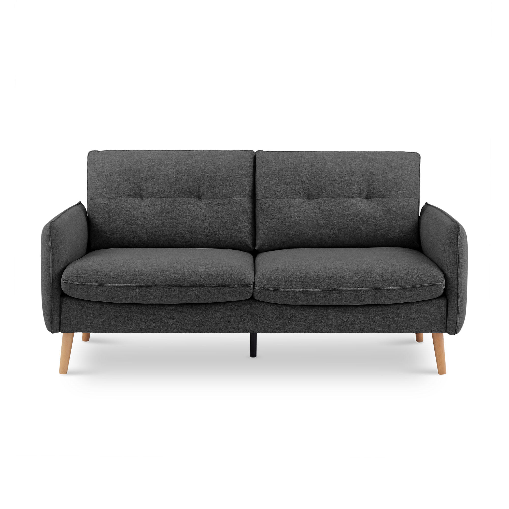 2-SITZER-SOFA Chloé Skandinavisches aus dunkelgrauem Stoff - Dunkelgrau/Akaziefarben, Holz/Holzwerkstoff (182/92/82cm) - Sicaan