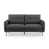 2-SITZER-SOFA Chloé Skandinavisches aus dunkelgrauem Stoff - Dunkelgrau/Akaziefarben, Holz/Holzwerkstoff (182/92/82cm) - Sicaan