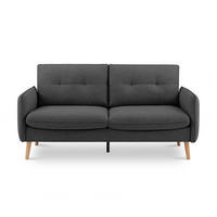 2-SITZER-SOFA Chloé Skandinavisches aus dunkelgrauem Stoff - Dunkelgrau/Akaziefarben, Holz/Holzwerkstoff (182/92/82cm) - Sicaan