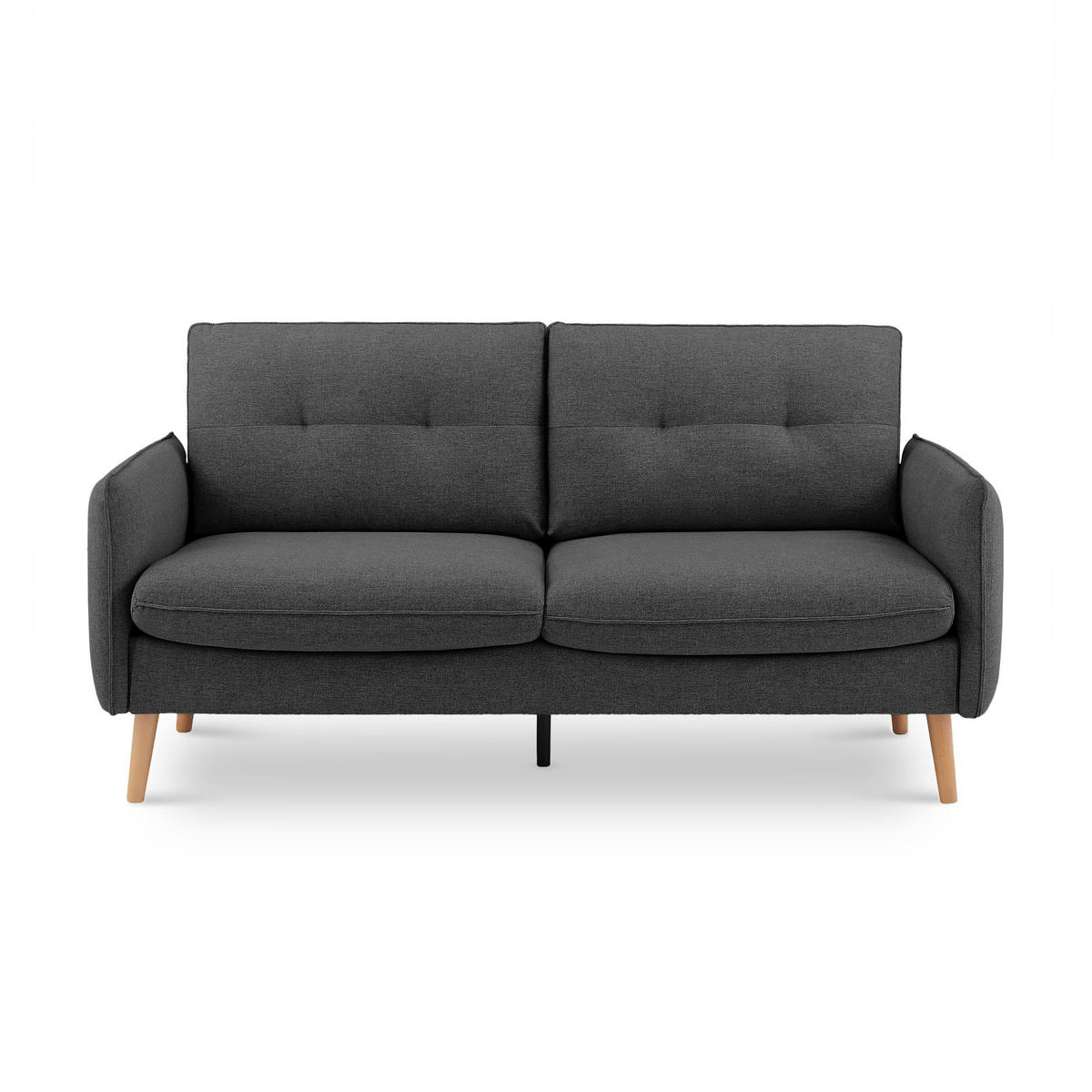 2-SITZER-SOFA Chloé Skandinavisches aus dunkelgrauem Stoff - Dunkelgrau/Akaziefarben, Holz/Holzwerkstoff (182/92/82cm) - Sicaan