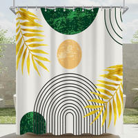 DUSCHVORHANG Dunkelgrün Blätter Linie 120 x 200 cm - Multicolor, Textil (120/200cm)