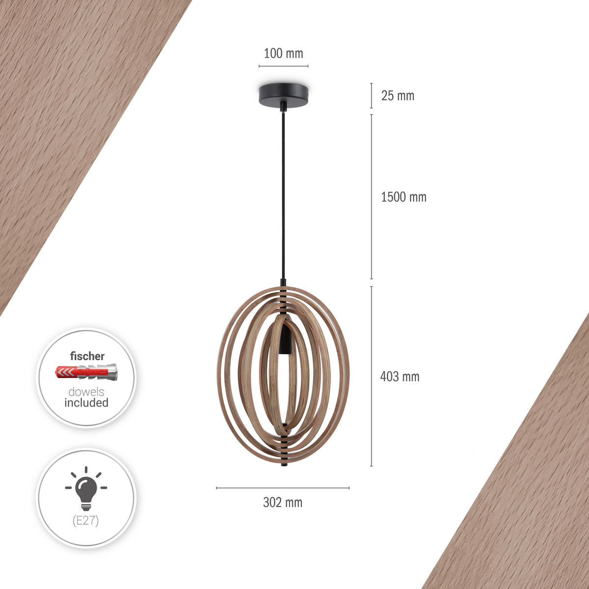 PENDELLEUCHTE Barry L - Schwarz, Metall (30.2/4.2/40.3cm) - Paco Home