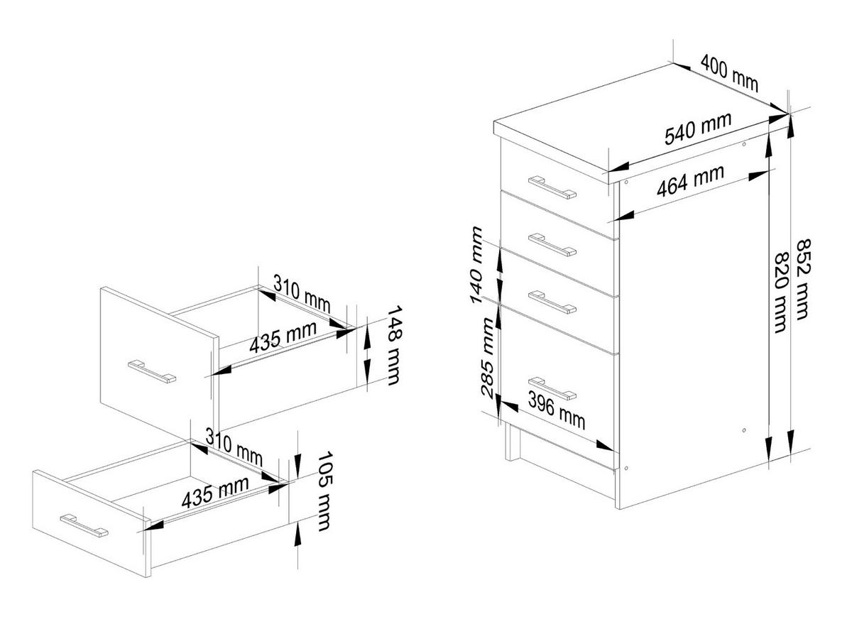 UNTERSCHRANK Weiß, Eiche Sonoma 82/40/44,5 - Weiß, Holzwerkstoff (40/82/44cm) - RAUMHIRSCH FURNITURE