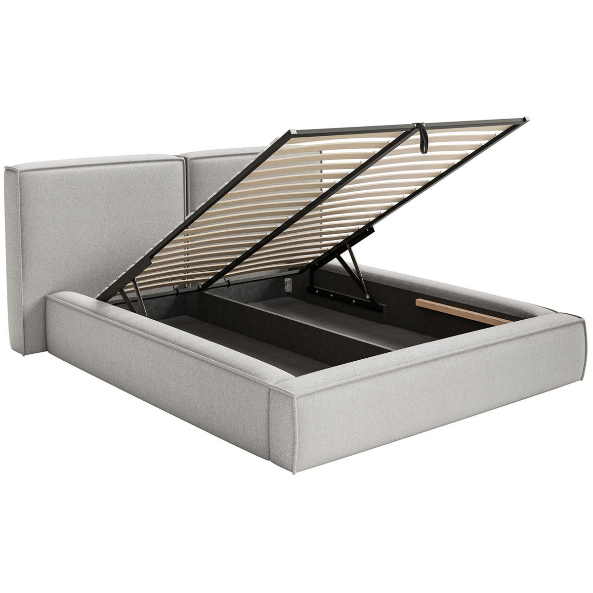 POLSTERBETT Tilves Hellgrau 140x200 cm - Hellgrau/Schwarz, Kunststoff/Textil (140/200cm) - Selsey