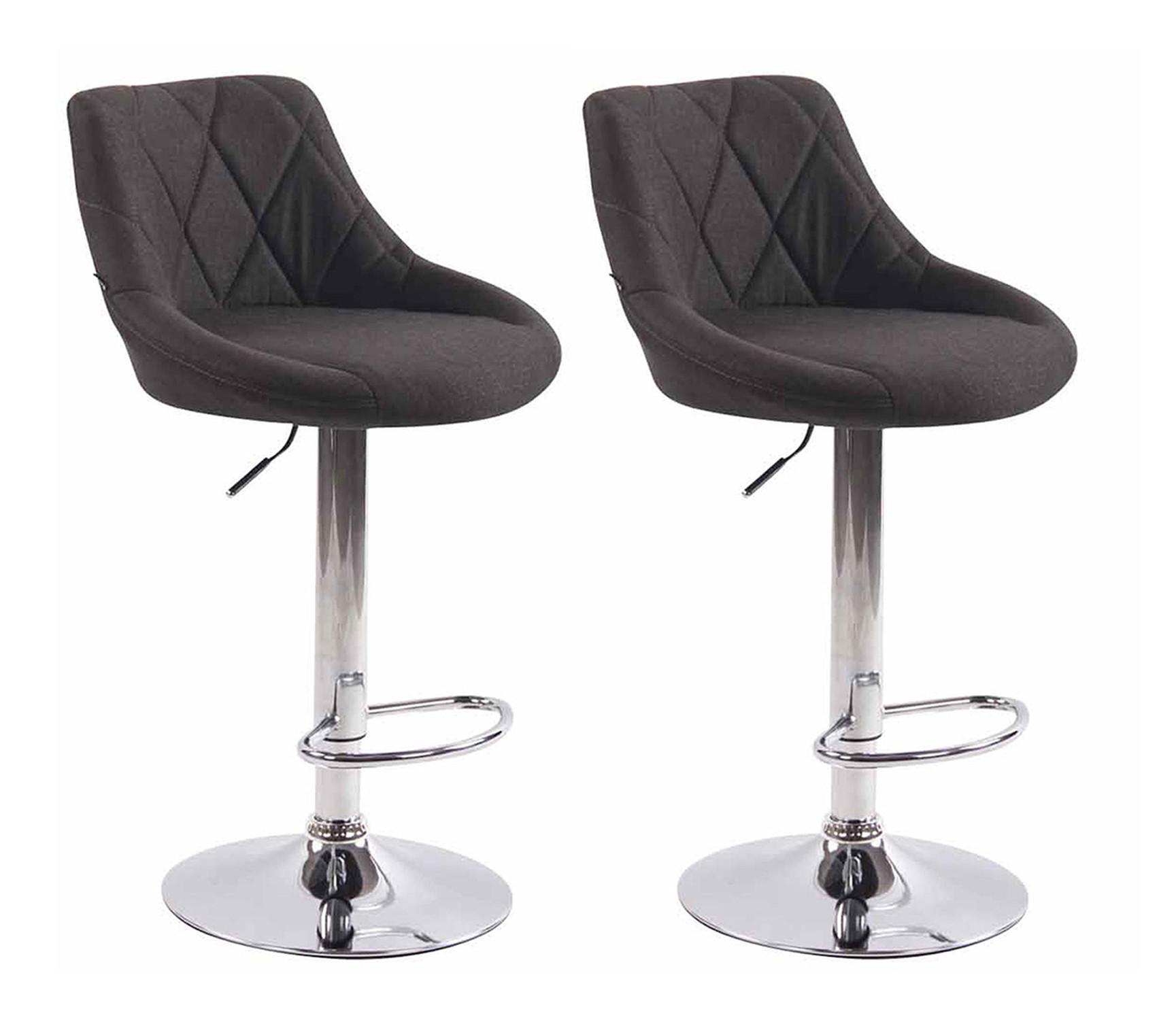 BARHOCKER Lazius, 2er Set, Gestell Metall in Chromoptik, Stoff Dunkelgrau - Chromfarben/Dunkelgrau, Textil/Metall (46/100/49cm) - TPFLiving