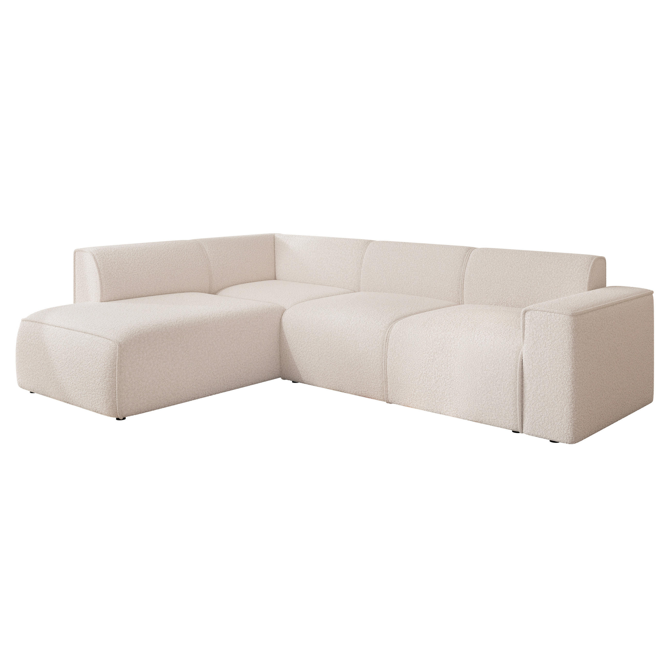 ECKSOFA ZAVO Feiner Mischstoff in Creme - Creme, Holzwerkstoff/Kunststoff (310/218cm) - Idohome