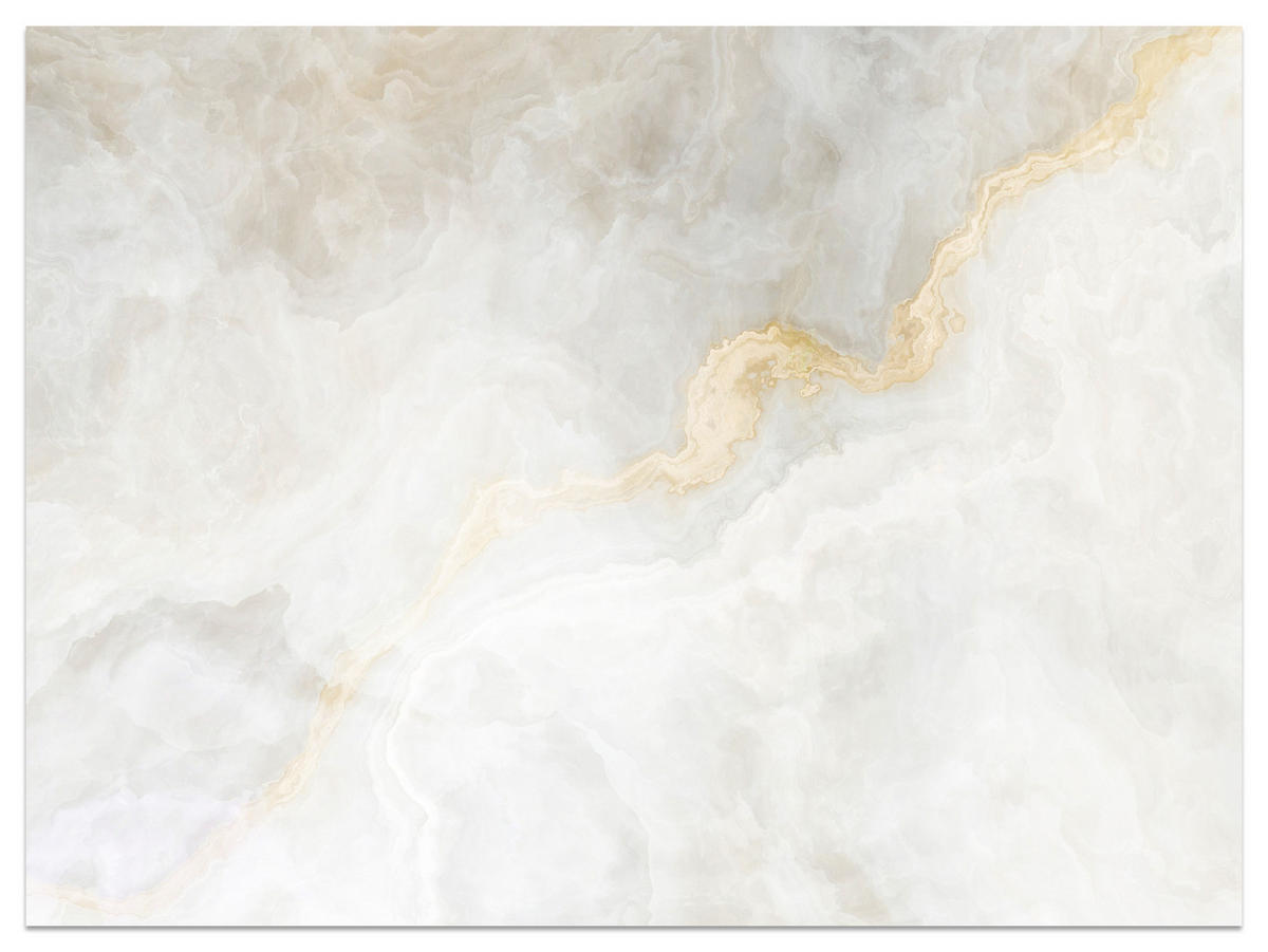 FOTOTAPETE für Wohnzimmer Zarter Marmor Goldakzente 300x210 - Beige/Goldfarben, Papier (300/210cm) - Muralo