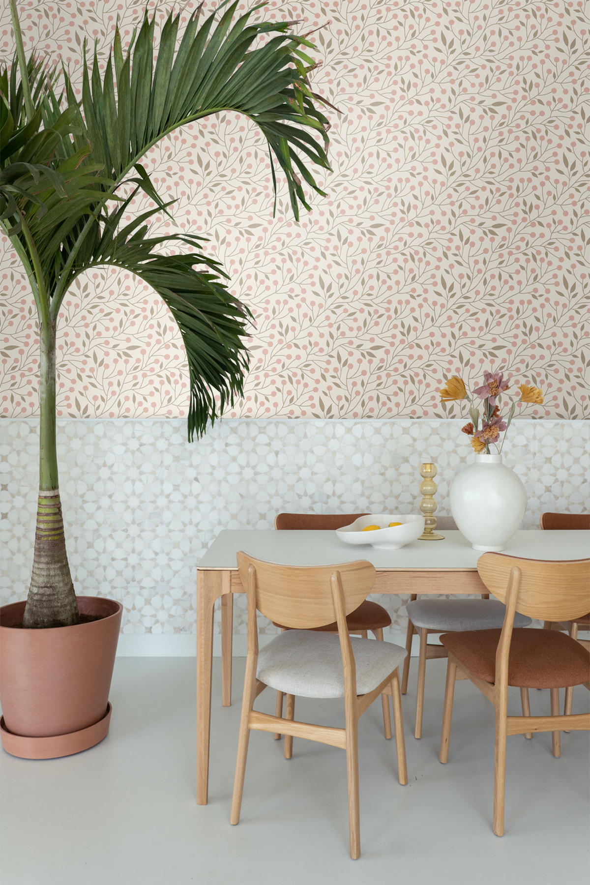 TAPETE Blumenmuster 53 cm x 10.05 m - Pink, Papier (53/1000cm) - ESTAhome