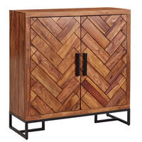 SCHUHSCHRANK – Massivholz, 100x105x40 cm, Fischgrätmuster, große Ablage - Schwarz/Braun, Holz/Metall (100/105/40cm) - KADIMA DESIGN
