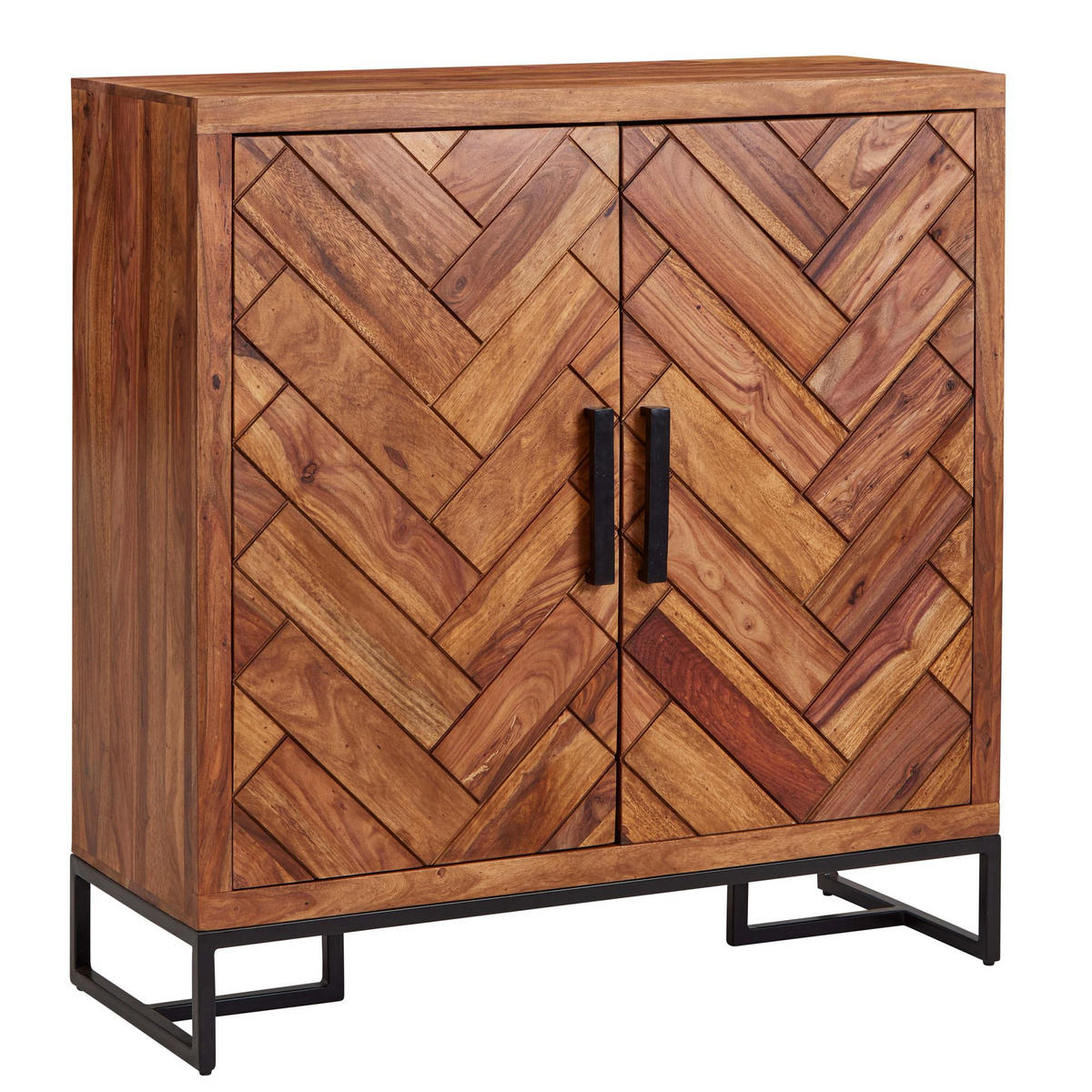 SCHUHSCHRANK – Massivholz, 100x105x40 cm, Fischgrätmuster, große Ablage - Schwarz/Braun, Holz/Metall (100/105/40cm) - KADIMA DESIGN
