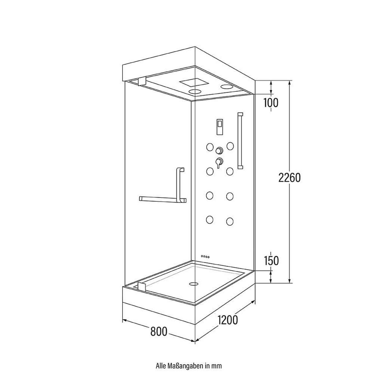 DAMPFDUSCHE DESIGN M - M - Weiß, Glas (120cm) - Home Deluxe