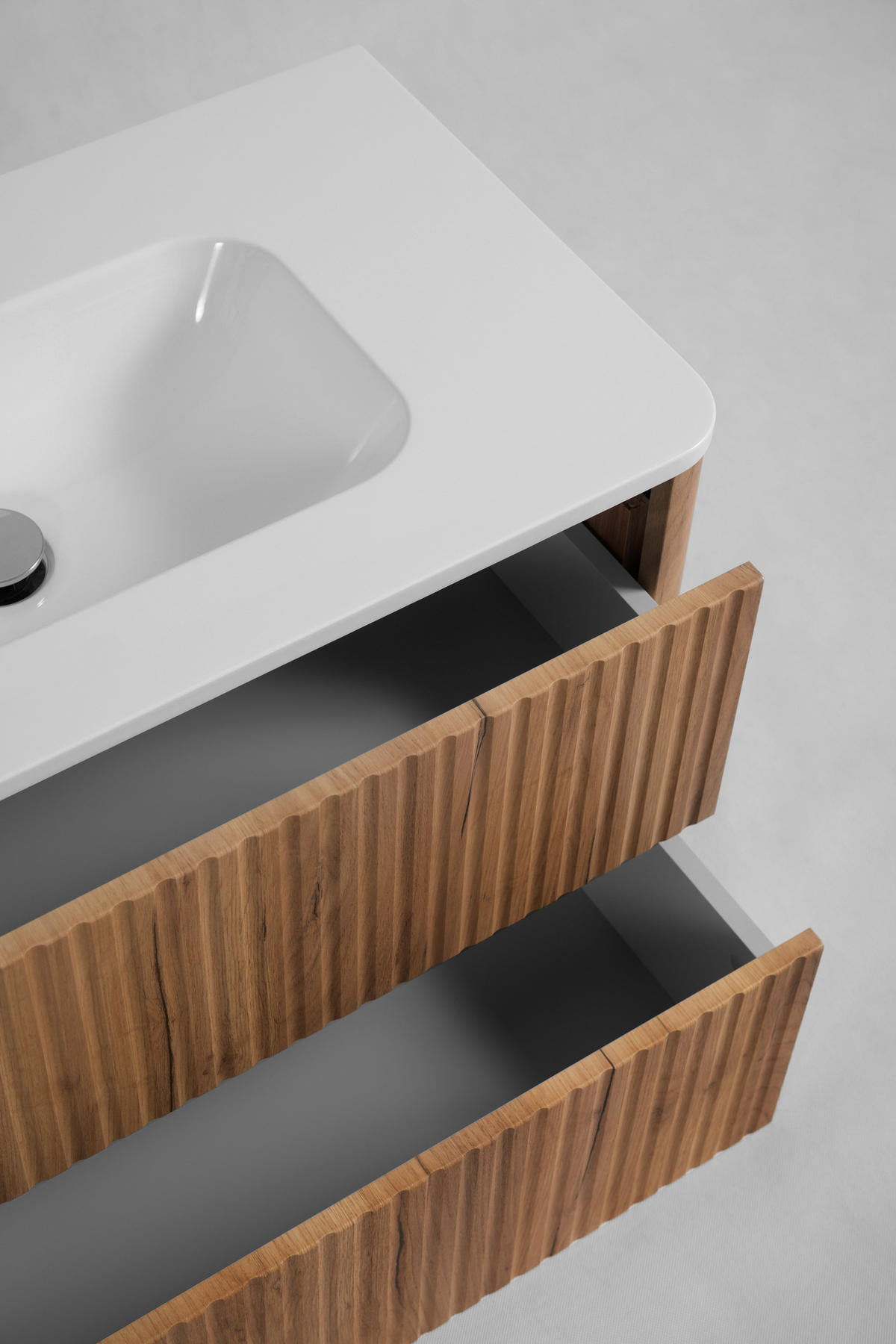 BADEZIMMERSCHRANK: Craft-Eiche, mit Waschbecken, Beine Schwarz, 60,7 x 44,4 x 64,9 cm - Eichefarben/Schwarz, Holzwerkstoff (60.3/63.4/43.7cm) - 3XE LIVING