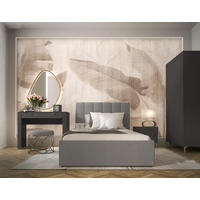 JUGENDZIMMER Mossa in Anthrazit & Eiche Whisky 4 teilig mit Polsterbett 120er Breite, Kleiderschrank, Schreibtisch und Nachttisch - Schwarz, Holzwerkstoff (80/200/120cm)