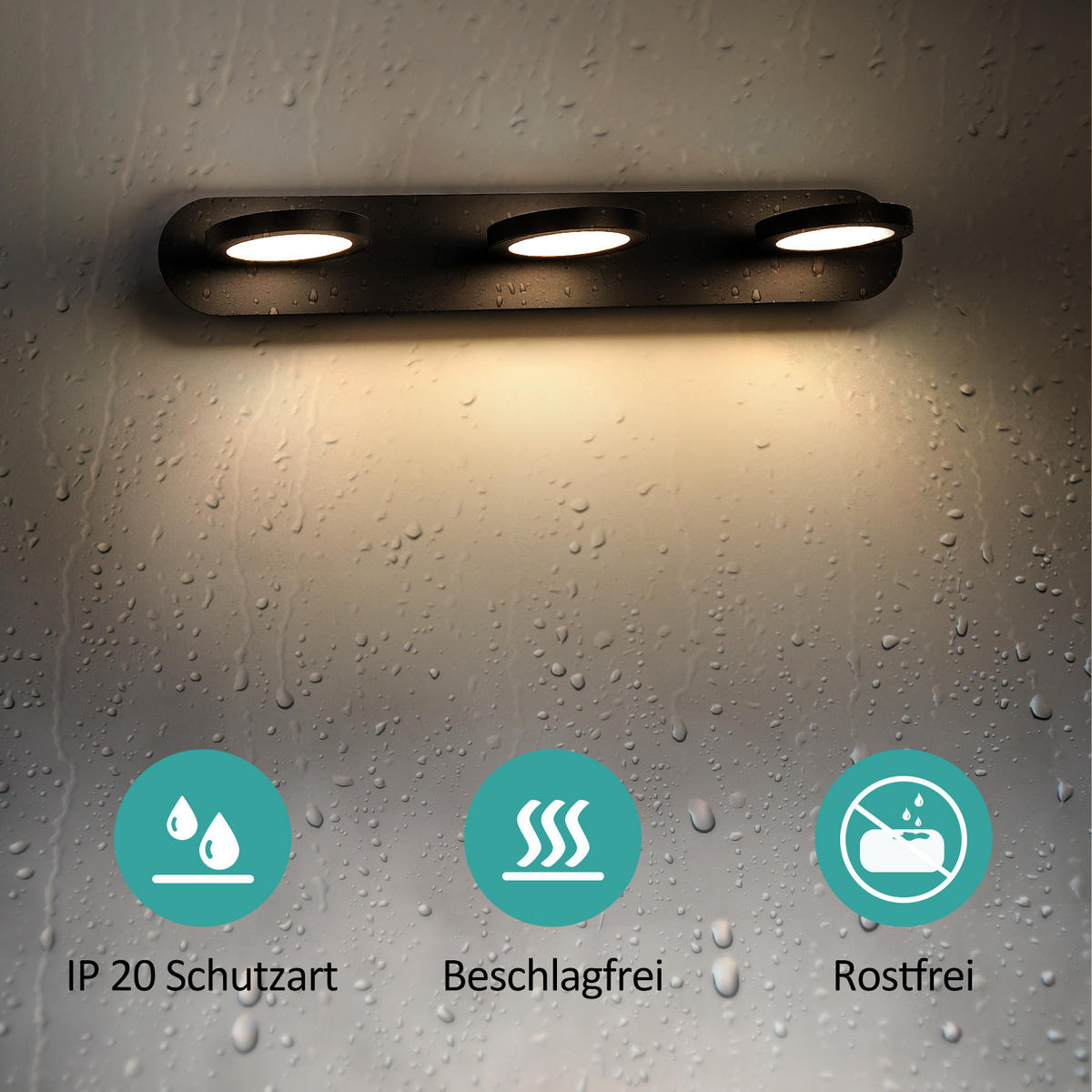 SPIEGELLEUCHTE LED Schwarz 50/13/7,5 cm - Schwarz, Kunststoff/Metall (7.5/50/13cm) - EMKE