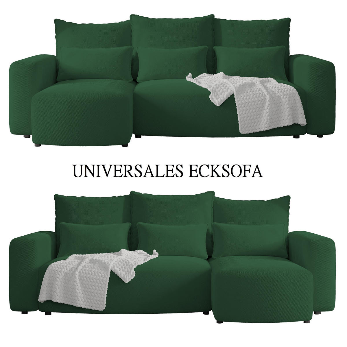 ECKSOFA Travis mit Bettkasten und Schlaffunktion, L-Form, Cord, Universal - Grün, Holzwerkstoff (248/148cm) - 4ALL HOME
