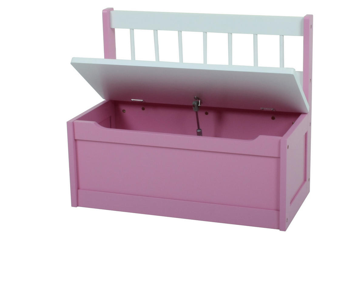 KINDER-TRUHENBANK Emil 2er-Set Stauraum Holz Pink 50x60x30cm - Pink, Holz (60/50/30cm) - DELUKE