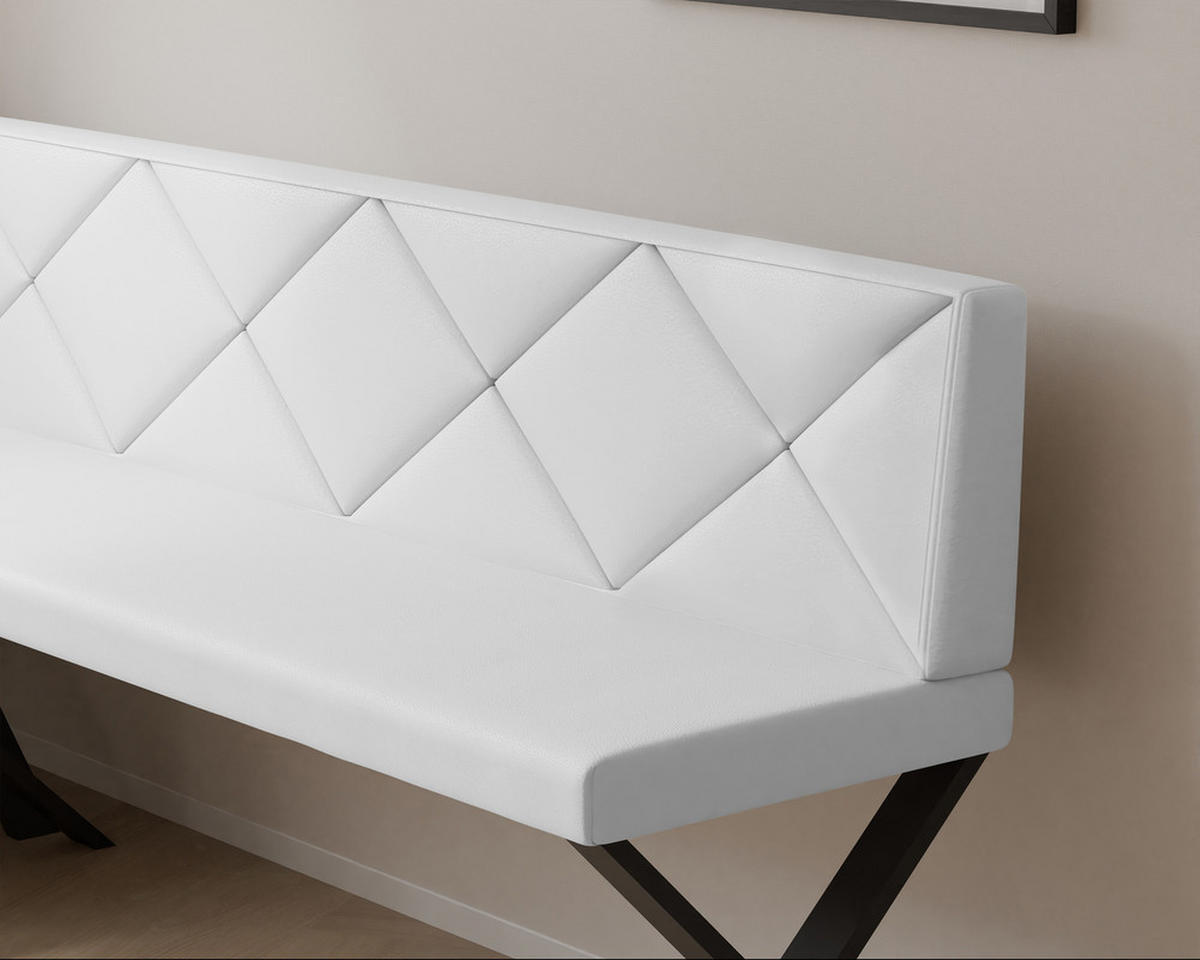 ECKBANK links VERO X Kunstleder gesteppt, 142/196 cm Weiß - Weiß, Kunststoff/Textil (142/196cm) - Idohome
