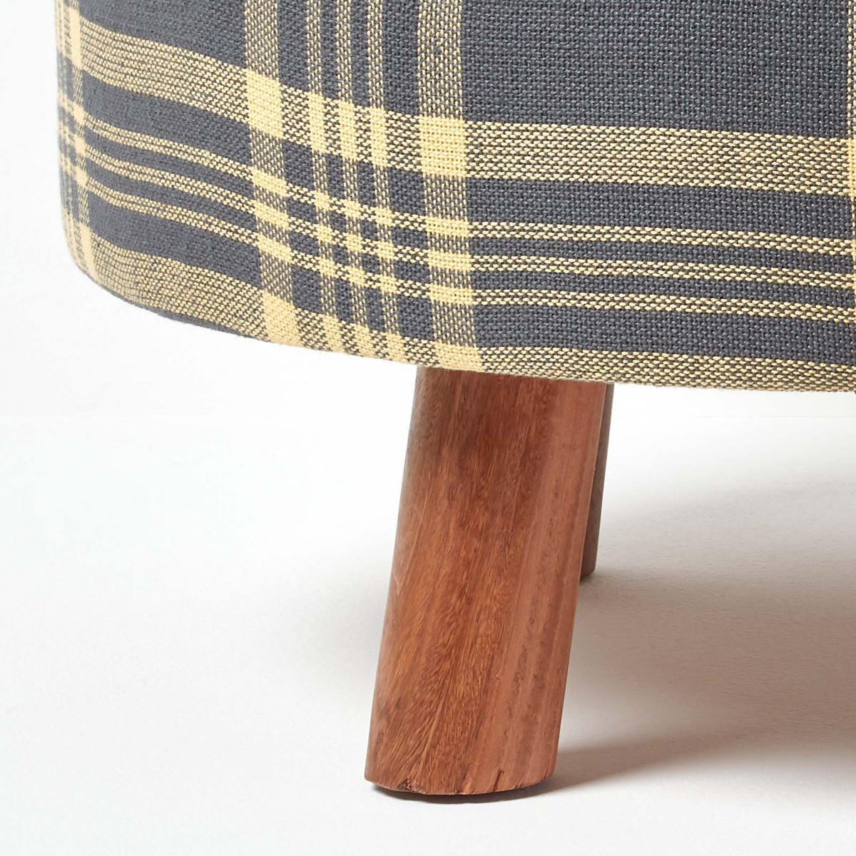 SITZHOCKER rund, grau kariert 62/62/30 cm - Grau, Textil (62/30/62cm) - Homescapes