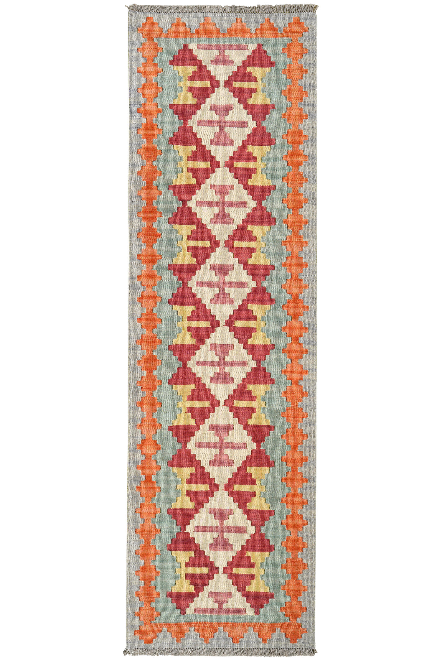 HANDWEBTEPPICH Kelim Gashgai Rot 194/56 cm Schurwolle - Rot, Textil (56/194cm) - Looma