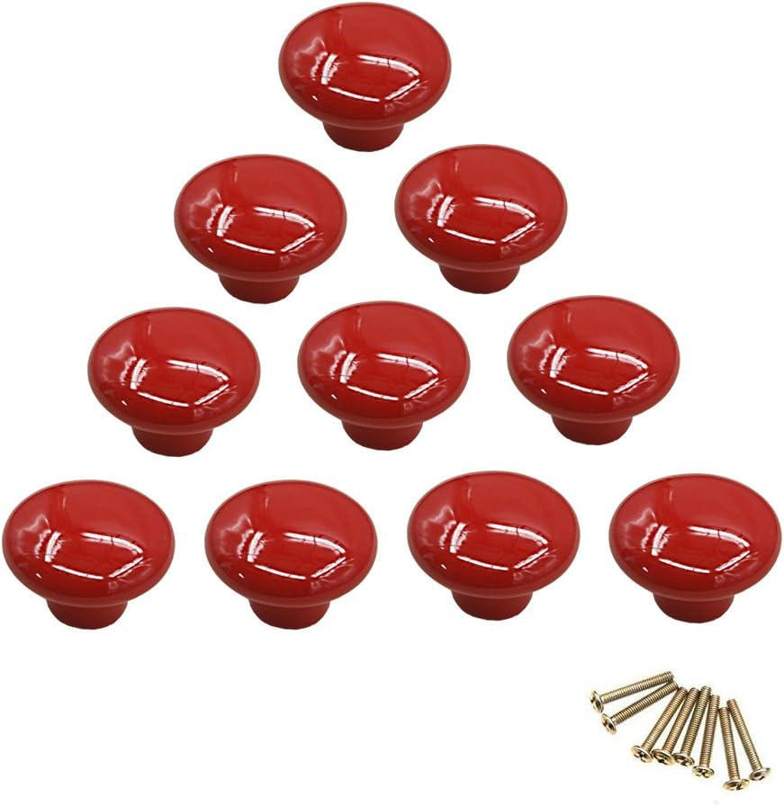 SCHRANKKNOPF Keramik Rot 10er-Set - Rot, Keramik (3.2/2.4/3.2cm)
