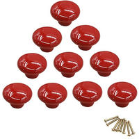 SCHRANKKNOPF Keramik Rot 10er-Set - Rot, Keramik (3.2/2.4/3.2cm)