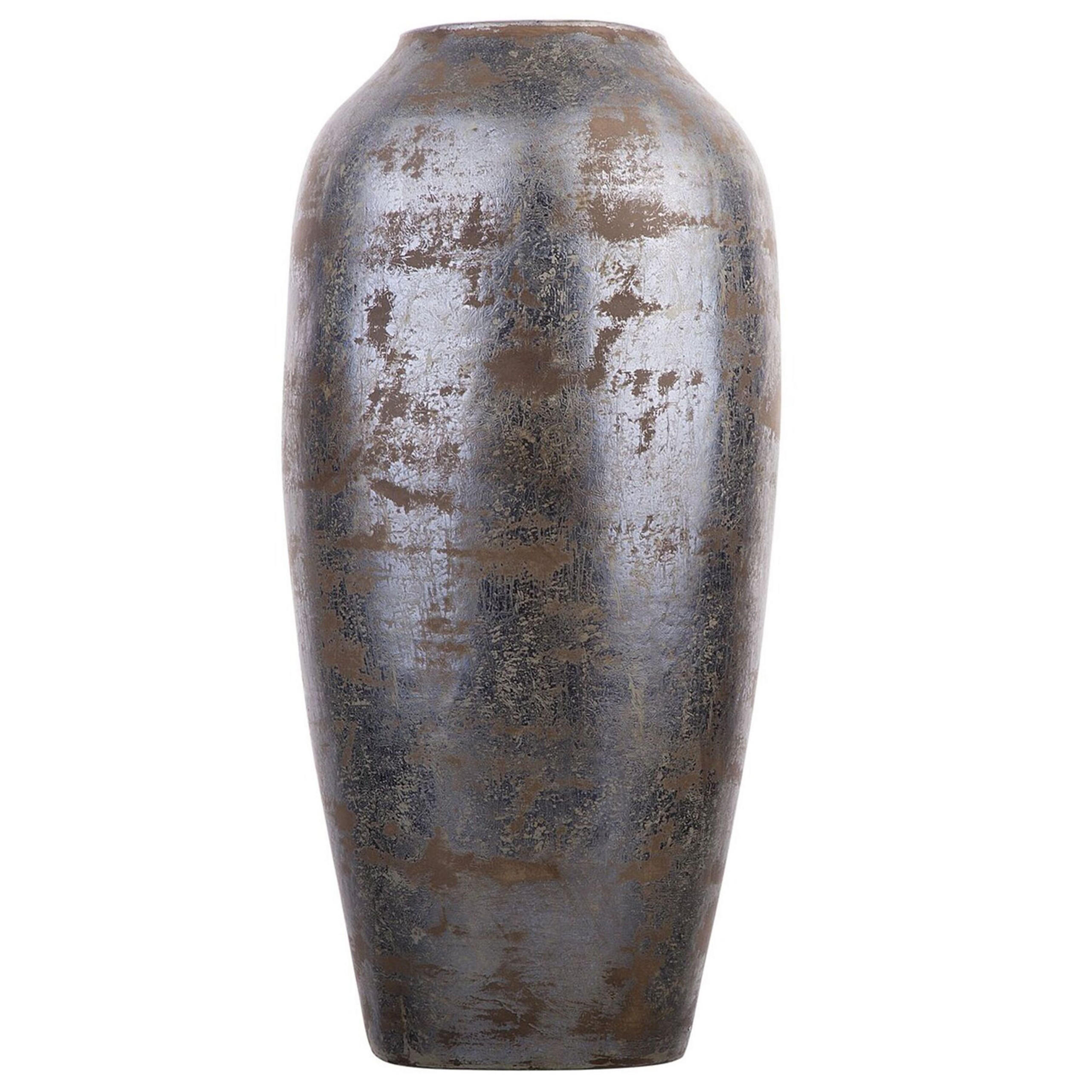 DEKOVASE Terrakotta grau Lorca - Grau, Stein (48cm) - Beliani