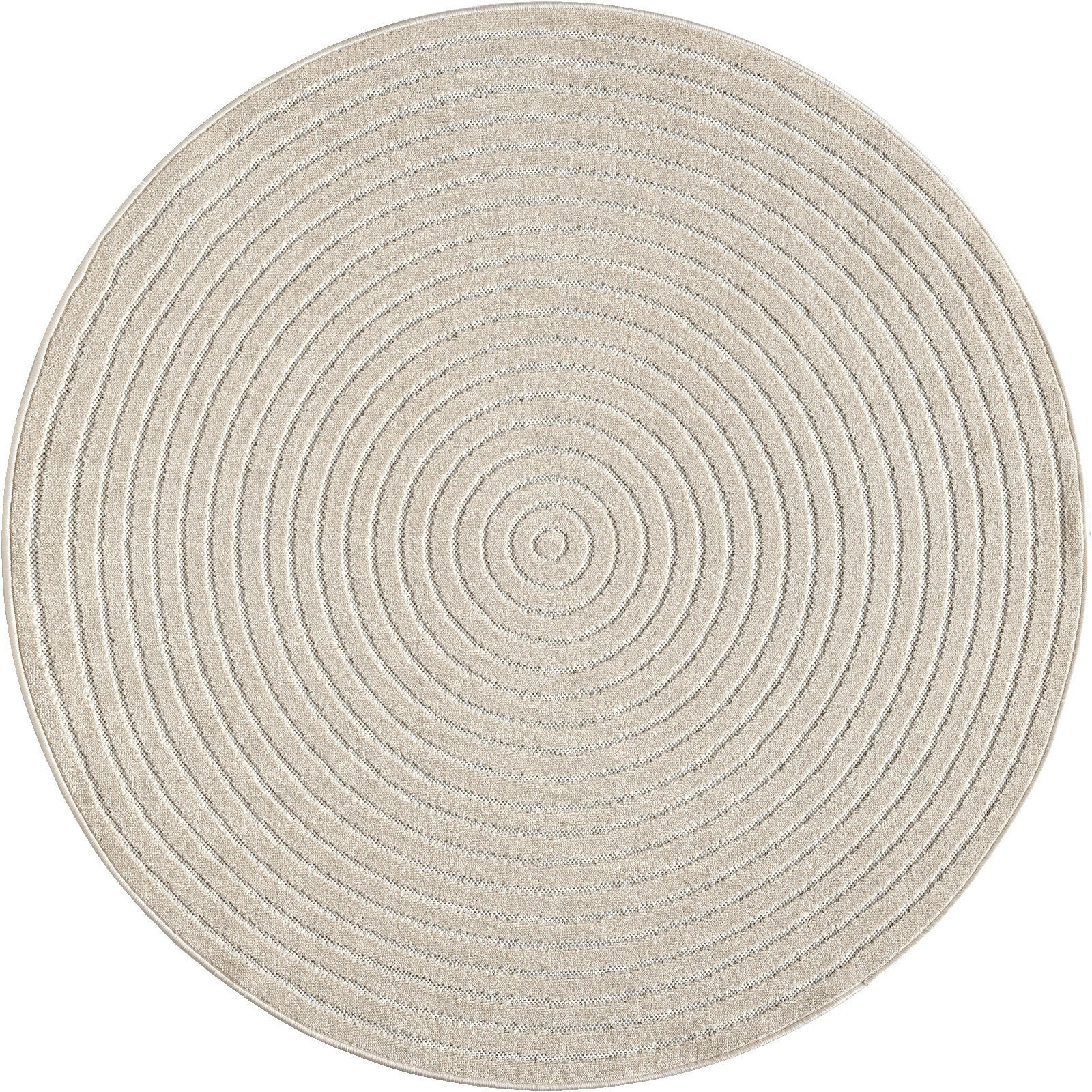 TEPPICH Outdoor Abstrakt MEZEN Polypropylen Beige Ø 120 cm Rund - Beige, Textil (120/120cm) - KADIMA DESIGN