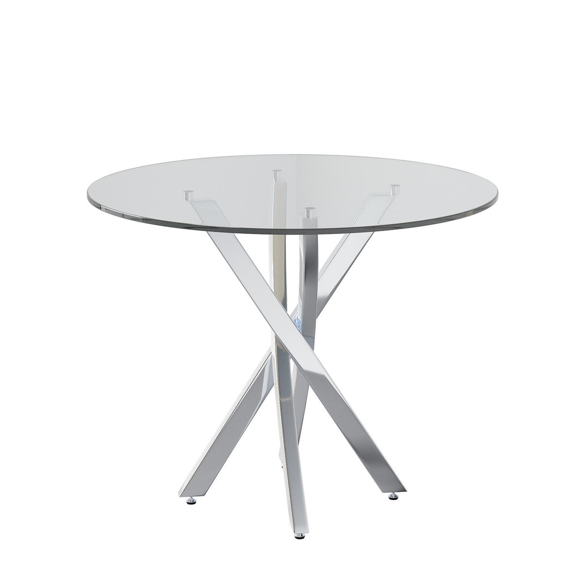ESSTISCH 80/80/75 cm aus Glas in Silber mit Kreuzgestell - Silberfarben, Glas (80/80/75cm) - Flora Grace