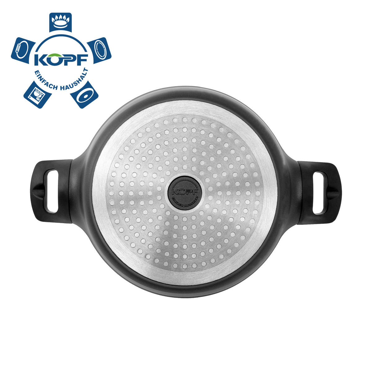 TOPFSET Thermo Pro, Aluguss, Induktion, Antihaftbeschichtung, 7-teilig - Schwarz, Kunststoff/Metall - KOPF