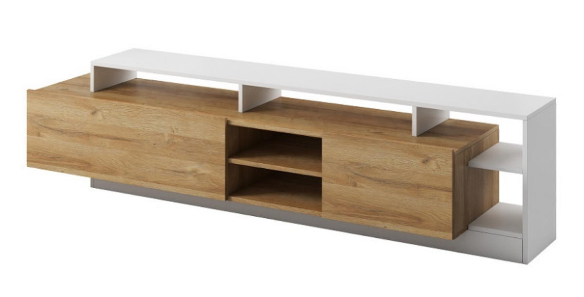 WOHNWAND Weiß Grandson Eiche MALVA - Weiß, Holzwerkstoff (260/171.5/44cm) - Sepro Meble