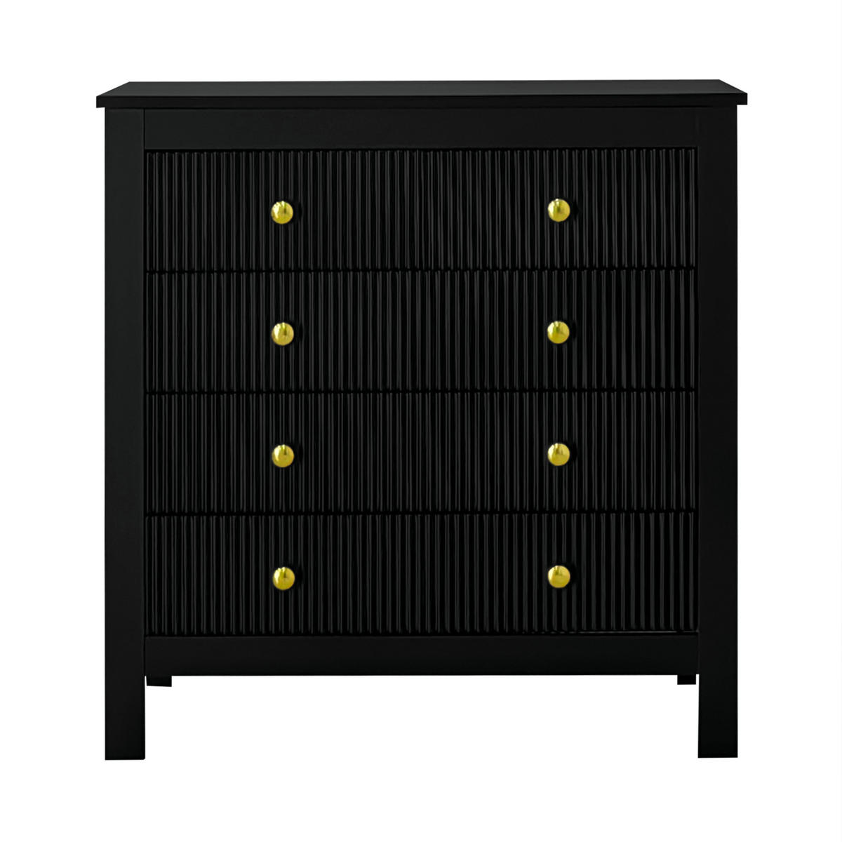 KOMMODE 79/39,5/80,5 cm in Schwarz mit 5 Schubladen und Goldgriffen - Schwarz, Holzwerkstoff (79/80.05/39.5cm) - Flora Grace