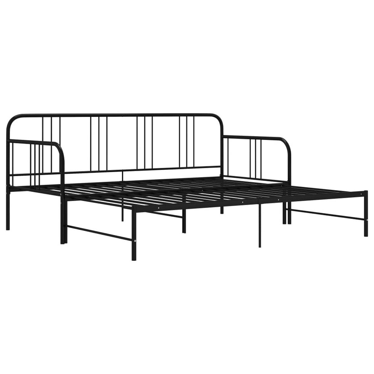 TAGESBETT Ausziehbar Schwarz Metall 90/200 Cm - Schwarz, Metall - vidaXL