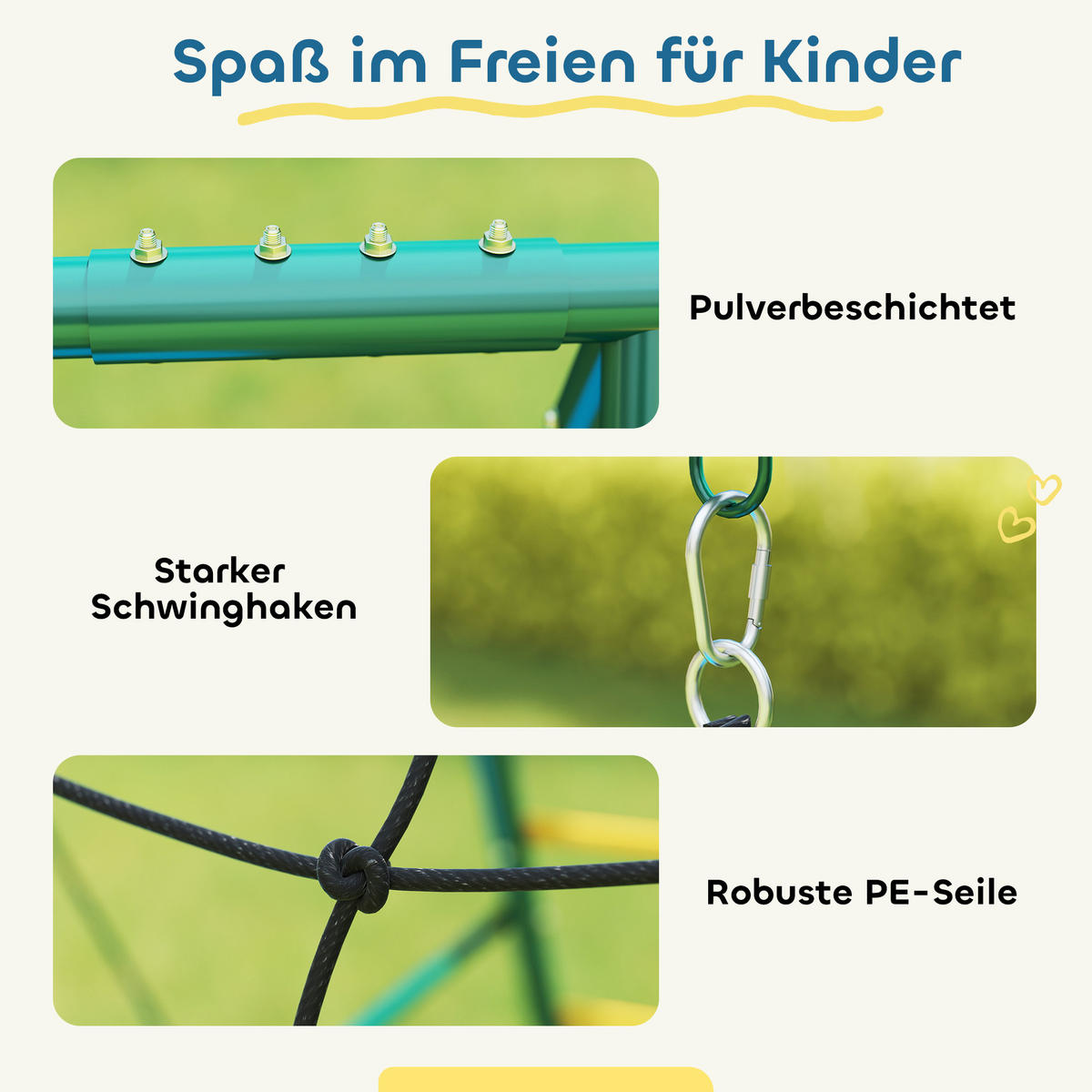 BABYSCHAUKEL Stahl Oxford-Gewebe Grün - Dunkelgrün, Metall (175/440cm) - AIYAPLAY