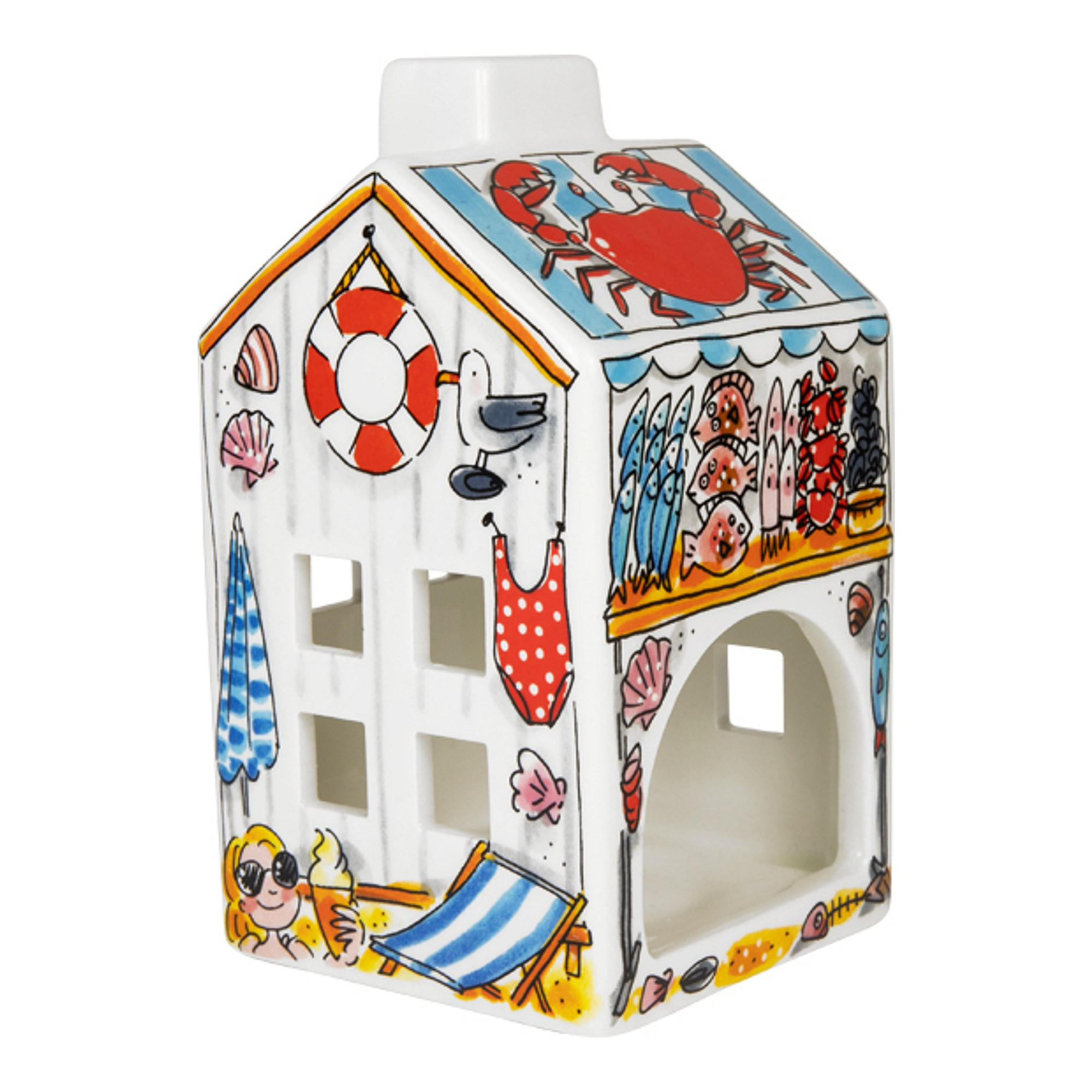 LICHTHAUS Strandhaus in Bunt - 14,50cm - Multicolor, Keramik (8.5/14.5/8.3cm) - Blond Amsterdam