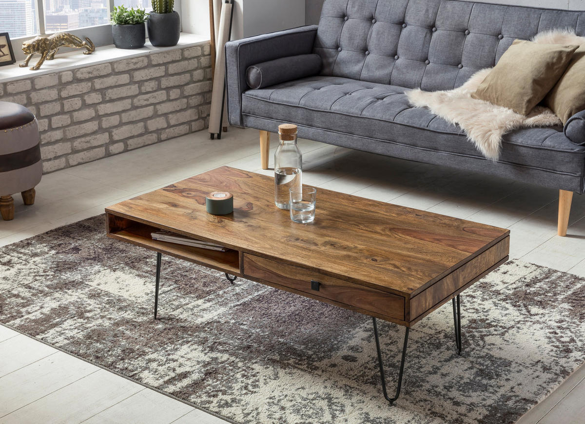 COUCHTISCH KARU Sofatisch Sheesham - Braun, Holz (60/110/42cm) - tinkaro