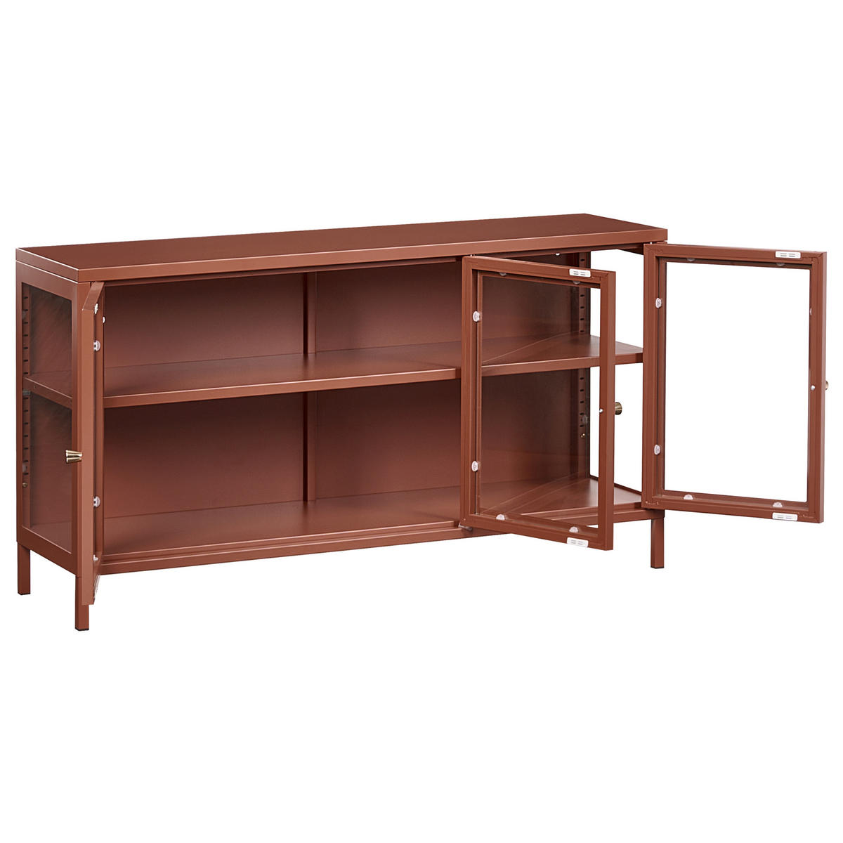 SIDEBOARD mit Glastüren Metall 115 cm Goldbraun Newport - Goldfarben, Metall (115/64/35cm) - Beliani