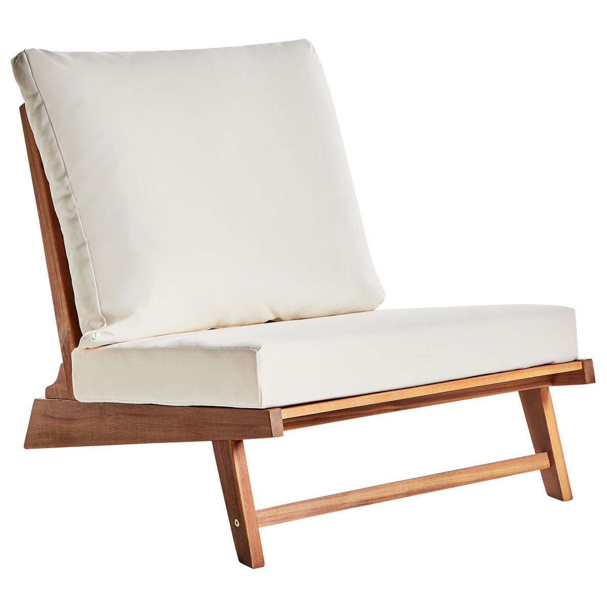 GARTENSESSEL Heller Holzfarbton Micciano - Hellbraun/Weiß, Holz (70/71/91cm) - Beliani