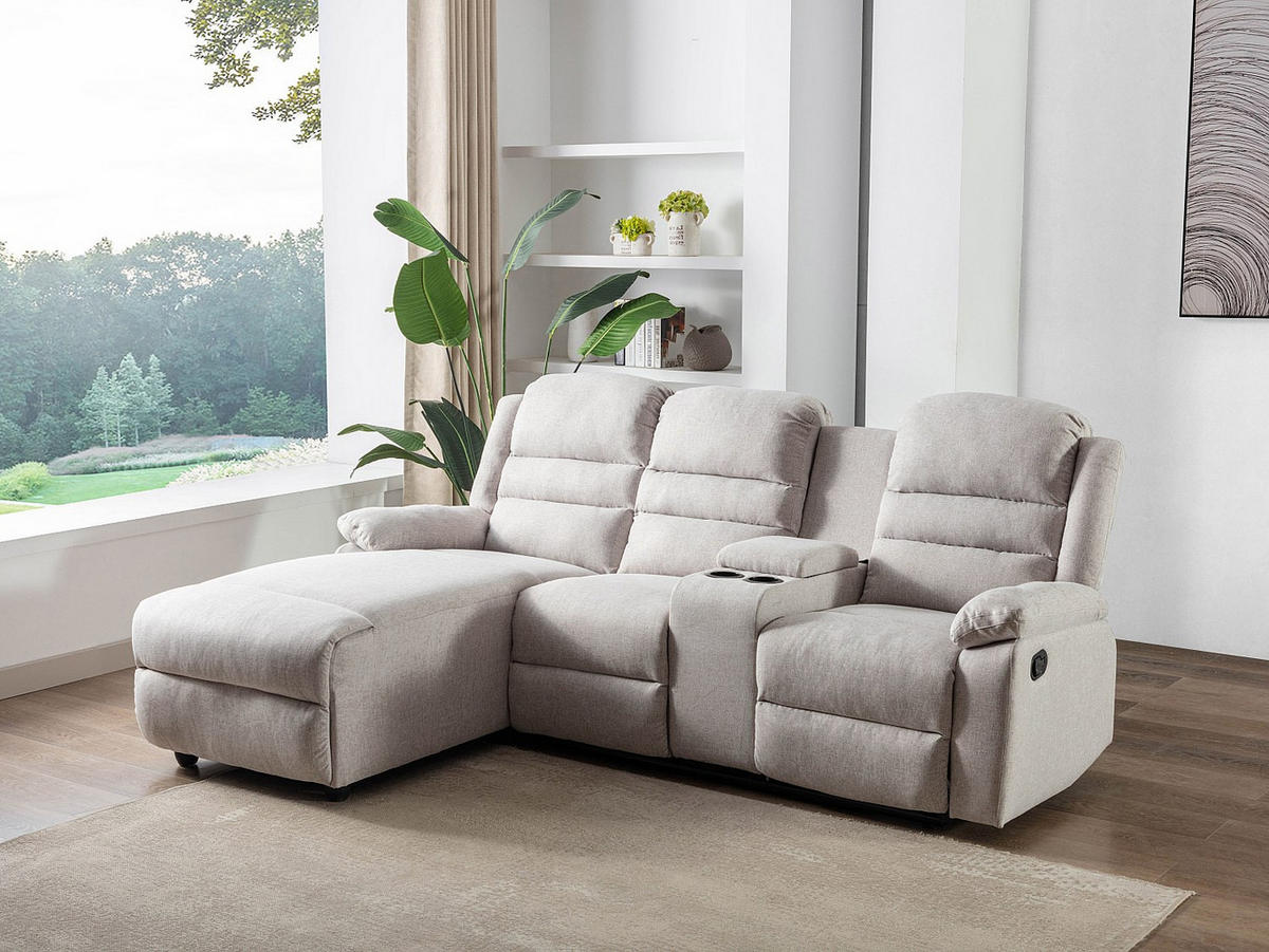 RELAXSOFA - 4 Personen - Stoff - Beige - - Beige, Textil (231/102/172cm) - Vente-Unique