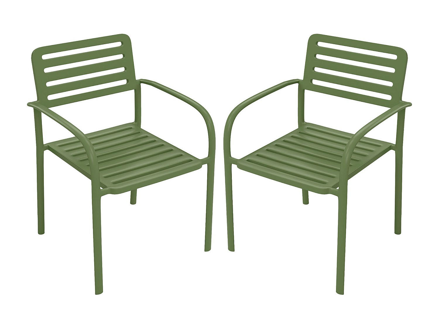 2ER-SET Gartensessel stapelbar aus Metall – Grün – NILY von MYLIA - Grün, Metall (55/79.5/55cm) - Vente-Unique