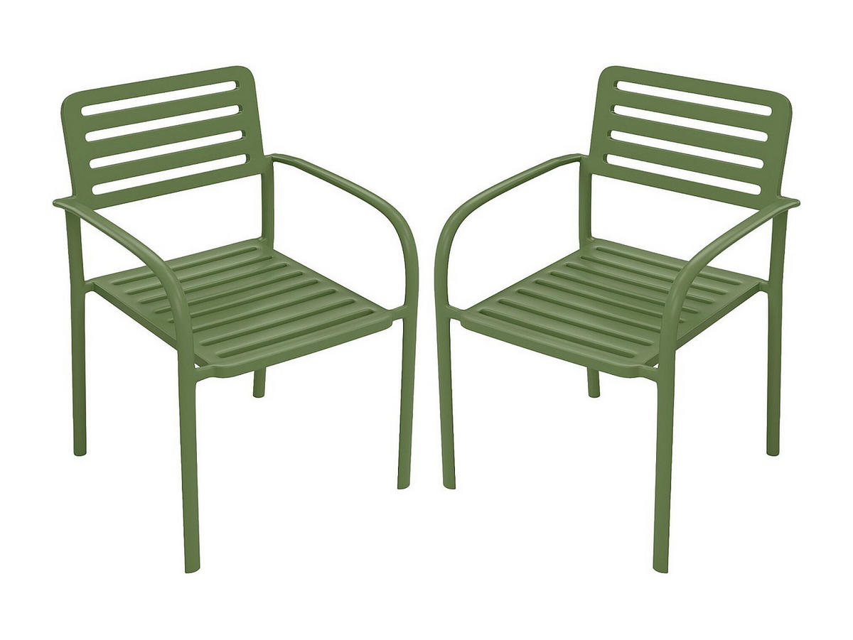 2ER-SET Gartensessel stapelbar aus Metall – Grün – NILY von MYLIA - Grün, Metall - Vente-Unique