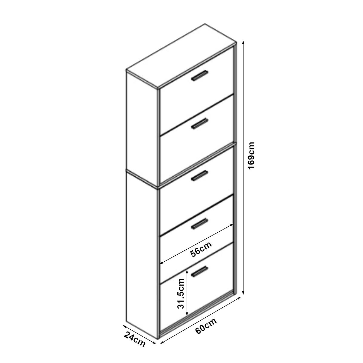 SCHUHSCHRANK Sykkylven - Weiß, Holzwerkstoff (60/169/24cm) - [en.casa]